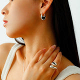 Liquid Light – Teardrop Glass Crossover Ring - floysun
