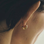 Liquid Texture Zircon Stud Earrings - S925 Sterling Silver Organic Hoops - floysun