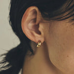 Liquid Texture Zircon Stud Earrings - S925 Sterling Silver Organic Hoops - floysun