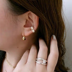 Liquid Texture Zircon Stud Earrings - S925 Sterling Silver Organic Hoops - floysun
