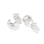 Liquid Texture Zircon Stud Earrings - S925 Sterling Silver Organic Hoops - floysun