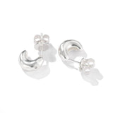 Liquid Texture Zircon Stud Earrings - S925 Sterling Silver Organic Hoops - floysun