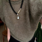 Little Fish Black Onyx & Baroque Pearl Necklace - floysun