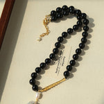 Little Fish Black Onyx & Baroque Pearl Necklace - floysun