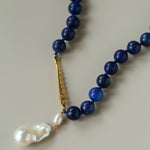 Little Fish Lapis Lazuli & Baroque Pearl Necklace - floysun