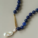 Little Fish Lapis Lazuli & Baroque Pearl Necklace - floysun