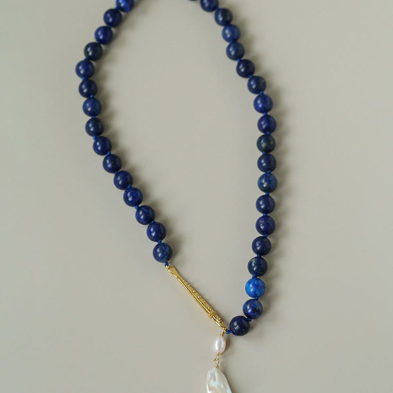 Little Fish Lapis Lazuli & Baroque Pearl Necklace - floysun