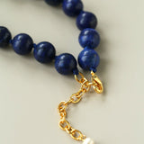 Little Fish Lapis Lazuli & Baroque Pearl Necklace - floysun