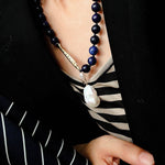 Little Fish Lapis Lazuli & Baroque Pearl Necklace - floysun