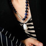 Little Fish Lapis Lazuli & Baroque Pearl Necklace - floysun