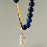Little Fish Lapis Lazuli & Baroque Pearl Necklace - floysun