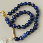 Little Fish Lapis Lazuli & Baroque Pearl Necklace - floysun