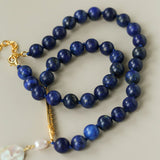 Little Fish Lapis Lazuli & Baroque Pearl Necklace - floysun