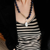 Little Fish Lapis Lazuli & Baroque Pearl Necklace - floysun