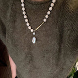 Little Fish White Fossil & Baroque Pearl Necklace - floysun