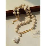 Little Fish White Fossil & Baroque Pearl Necklace - floysun
