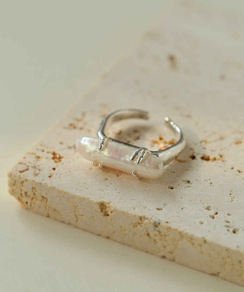 Long Baroque Pipa Pearl Ring - floysun
