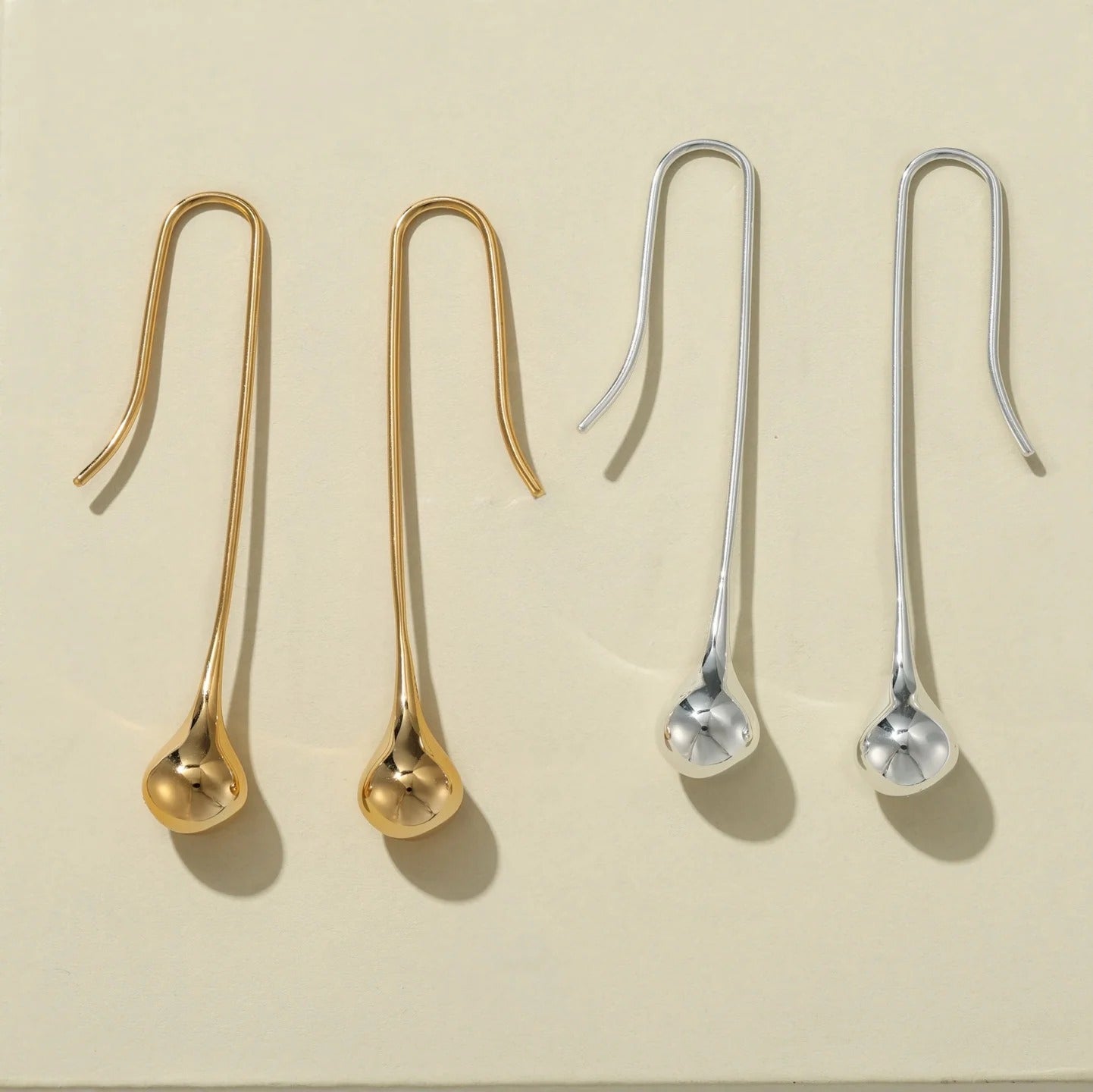 Long Curved Hook Teardrop Drop Earrings - floysun