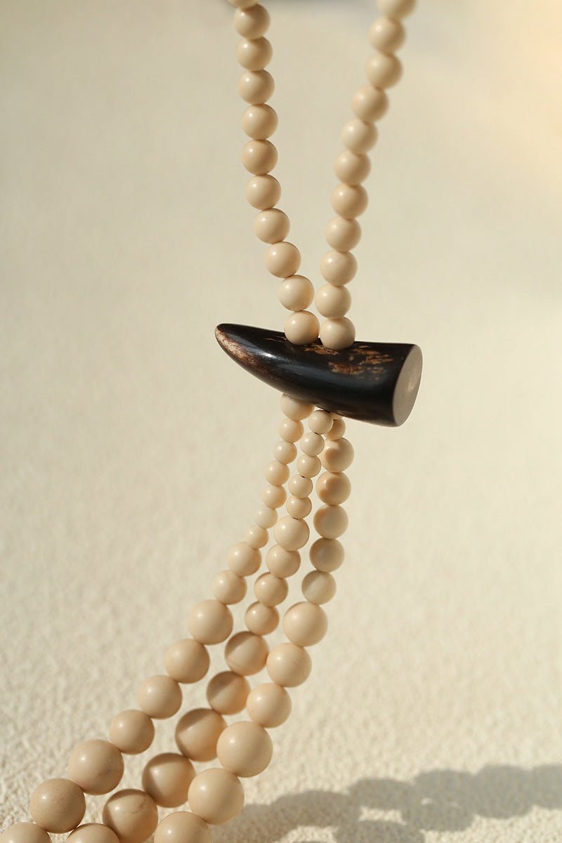 Long White Howlite & Horn Pendant Necklace - floysun