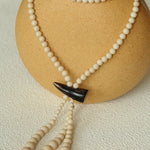 Long White Howlite & Horn Pendant Necklace - floysun