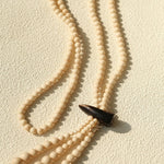 Long White Howlite & Horn Pendant Necklace - floysun