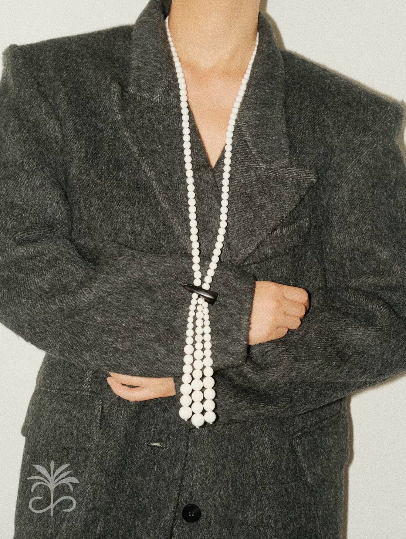 Long White Howlite & Horn Pendant Necklace - floysun