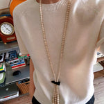 Long White Howlite & Horn Pendant Necklace - floysun