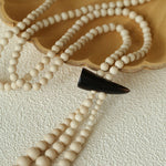 Long White Howlite & Horn Pendant Necklace - floysun