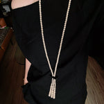 Long White Howlite & Horn Pendant Necklace - floysun