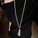 Long White Howlite & Horn Pendant Necklace - floysun