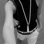 Long White Howlite & Horn Pendant Necklace - floysun