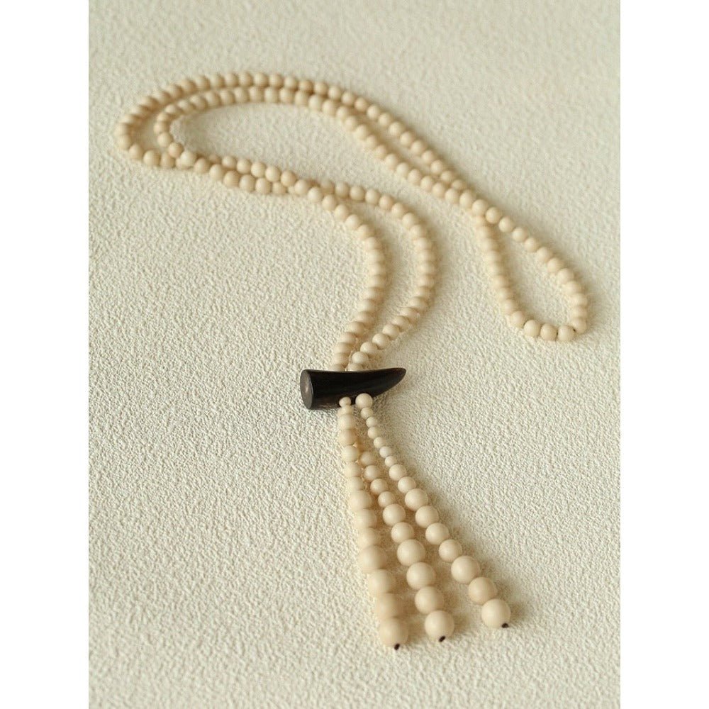 Long White Howlite & Horn Pendant Necklace - floysun