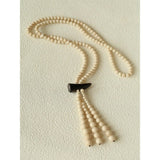 Long White Howlite & Horn Pendant Necklace - floysun