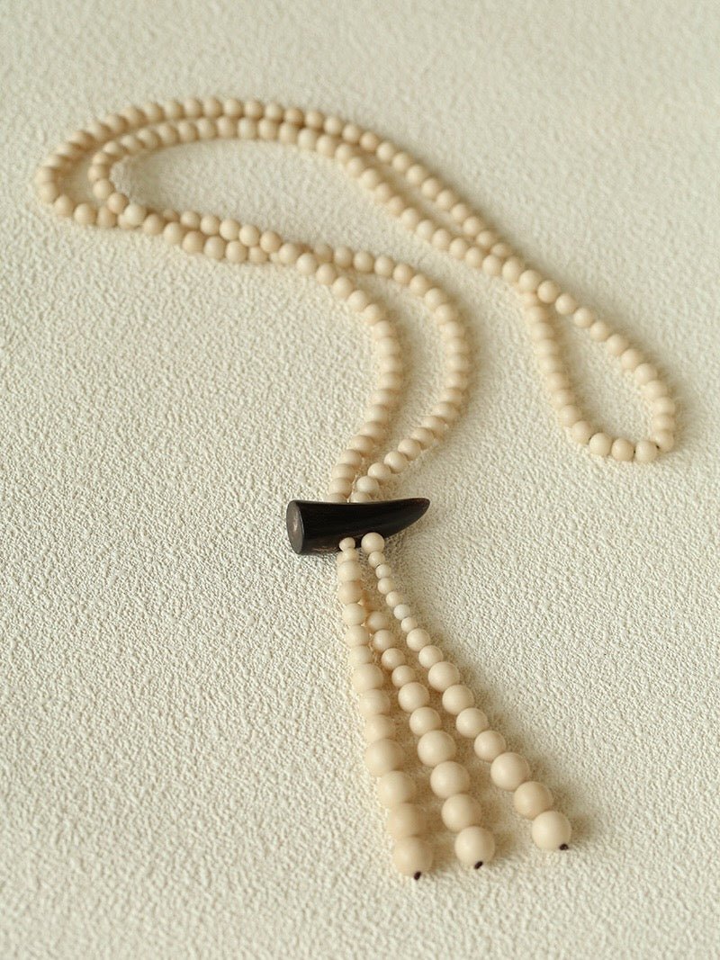 Long White Howlite & Horn Pendant Necklace - floysun