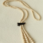 Long White Howlite & Horn Pendant Necklace - floysun