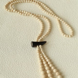 Long White Howlite & Horn Pendant Necklace - floysun