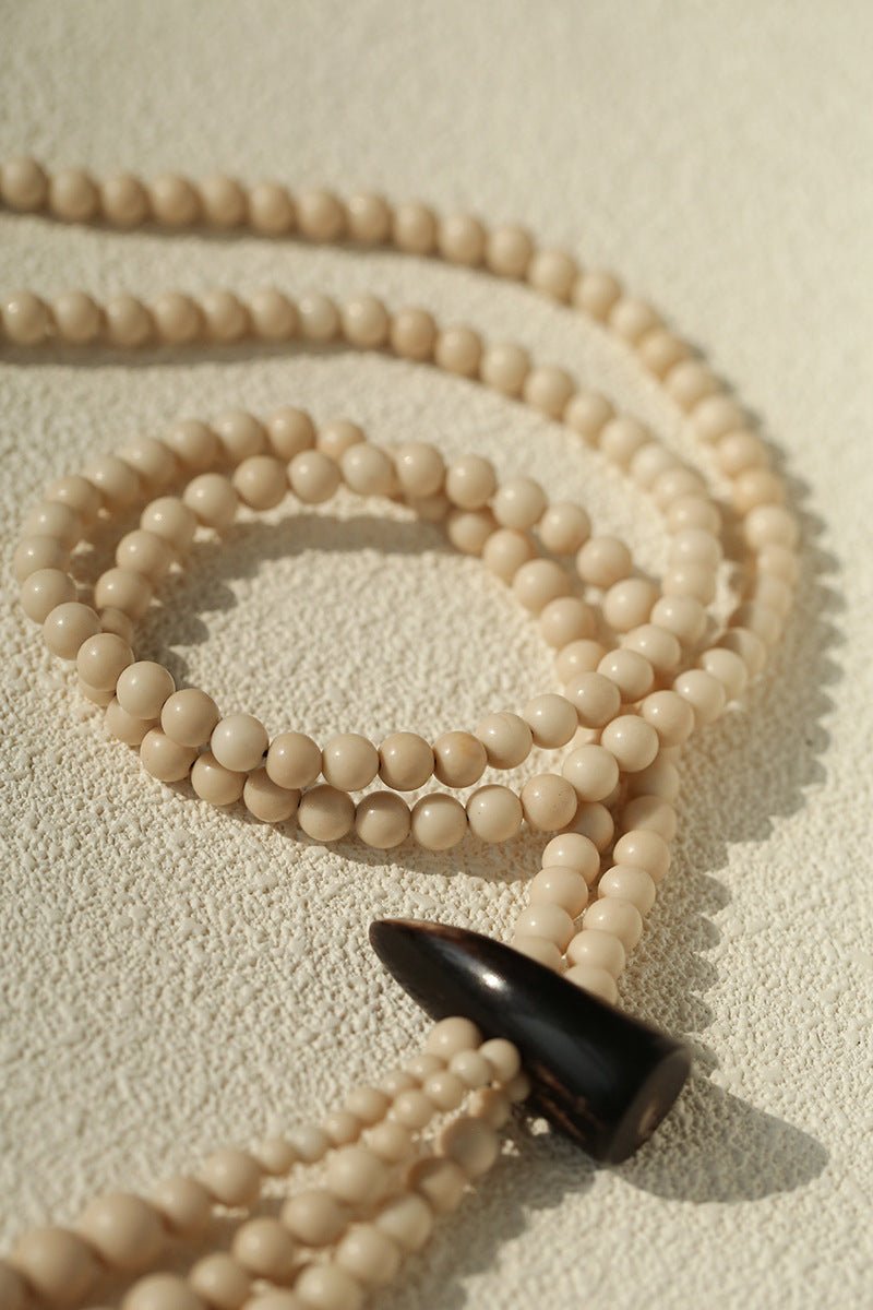Long White Howlite & Horn Pendant Necklace - floysun