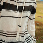 Long White Howlite & Horn Pendant Necklace - floysun