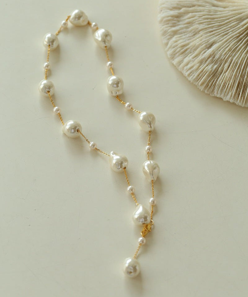 Long Y - shaped Faux Baroque Chain Necklace - floysun