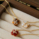 Lucky Clover Natural Stone Necklace - floysun