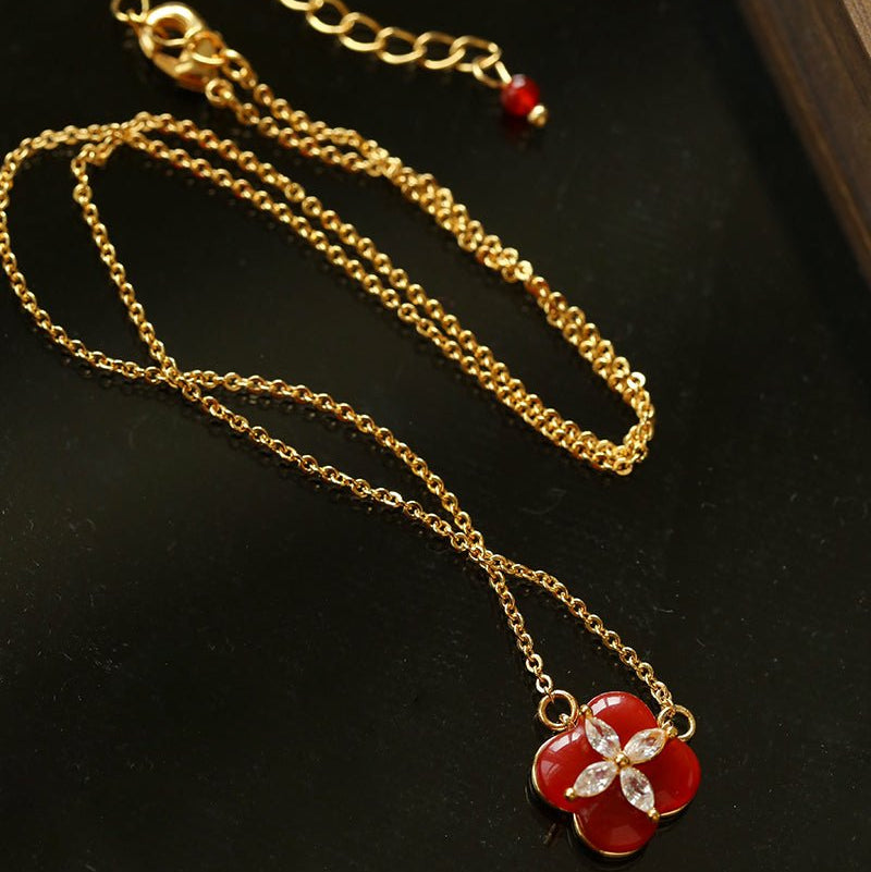 Lucky Clover Natural Stone Necklace - floysun