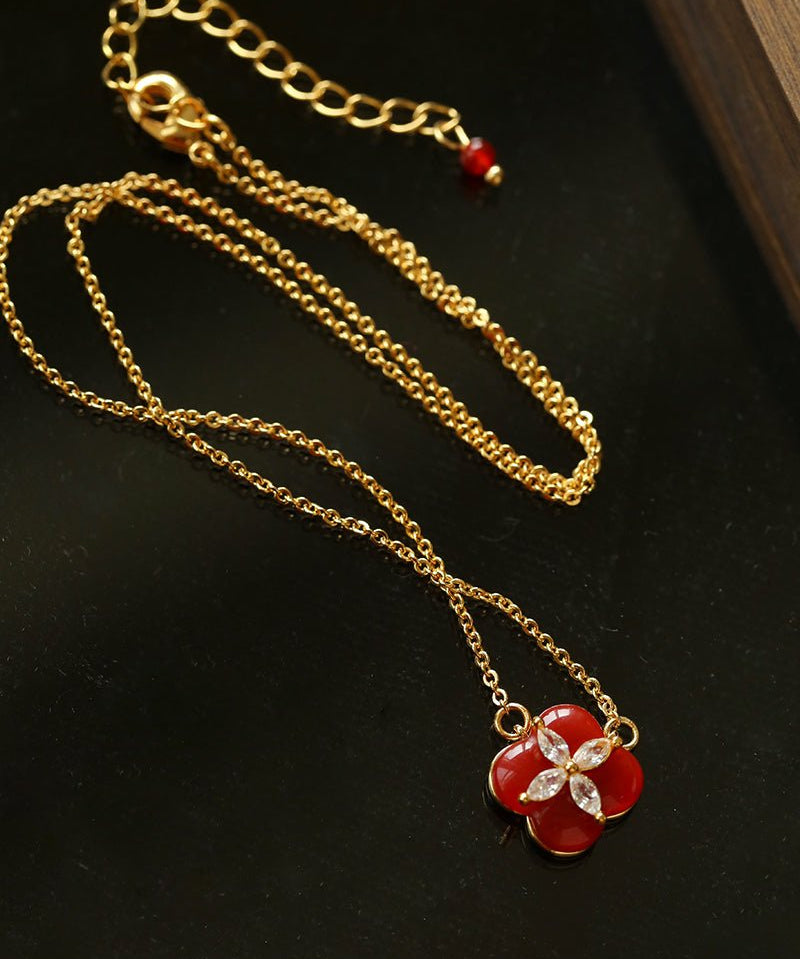 Lucky Clover Natural Stone Necklace - floysun