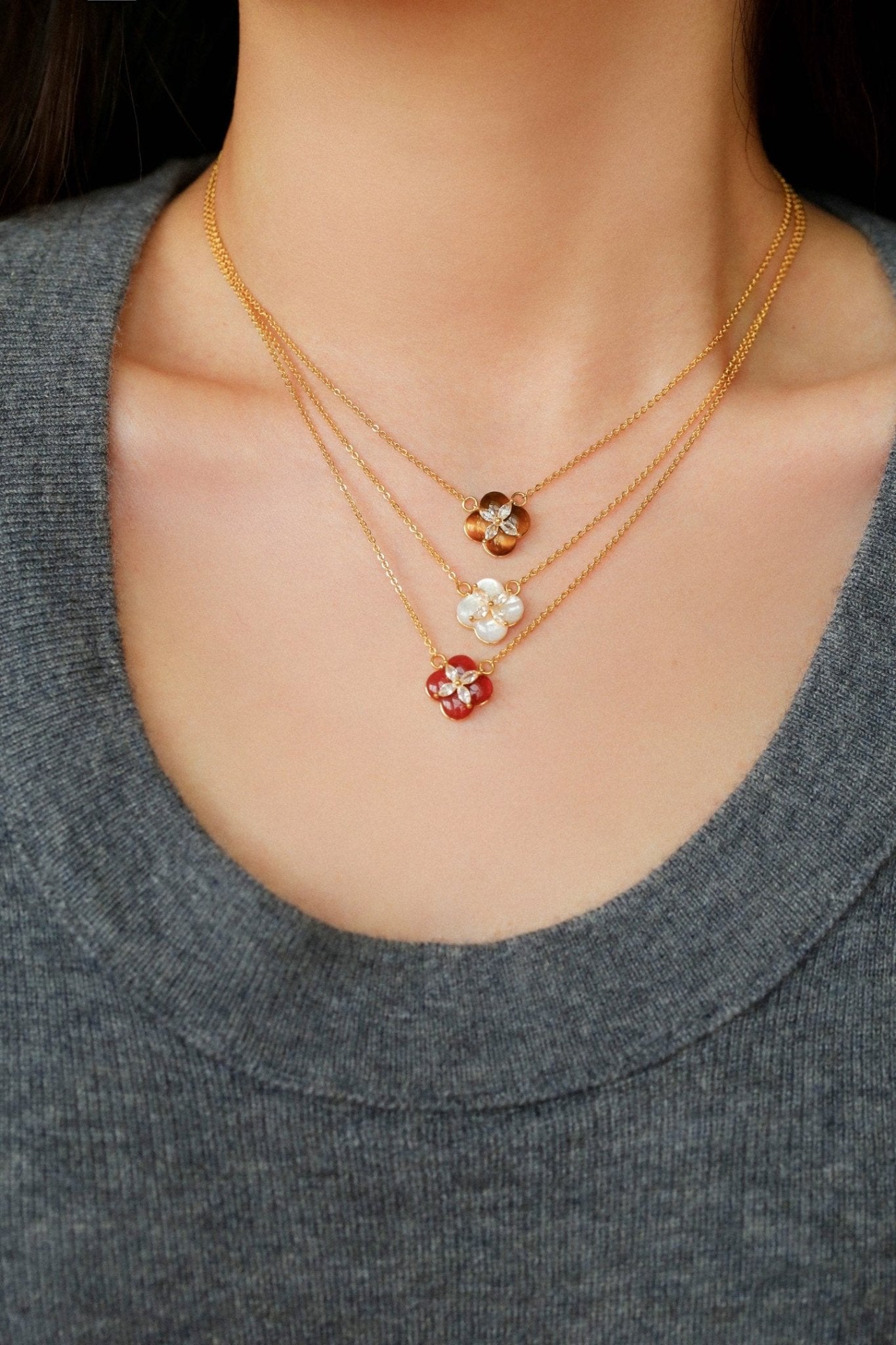 Lucky Clover Natural Stone Necklace - floysun