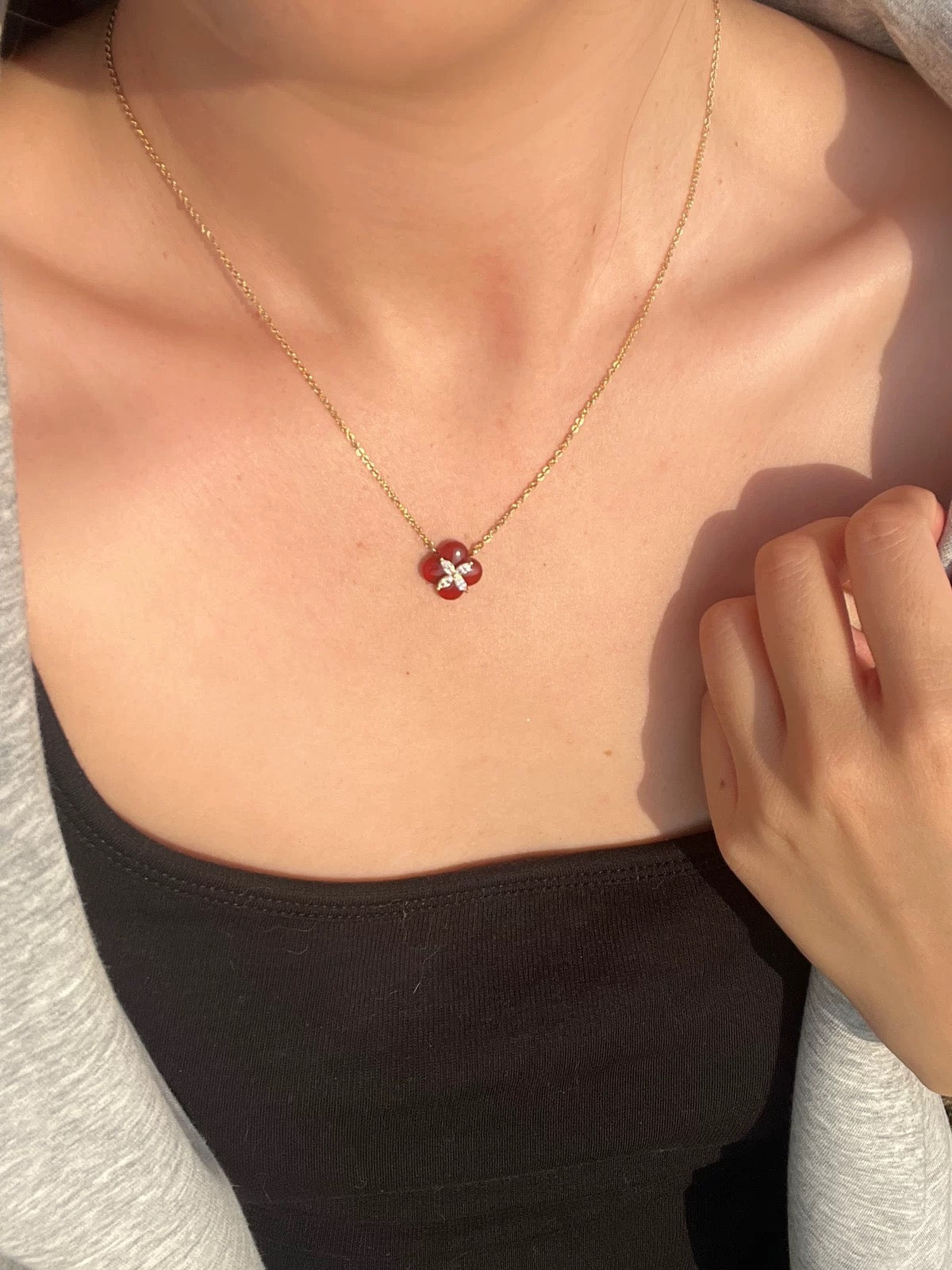 Lucky Clover Natural Stone Necklace - floysun