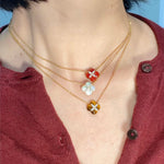 Lucky Clover Natural Stone Necklace - floysun