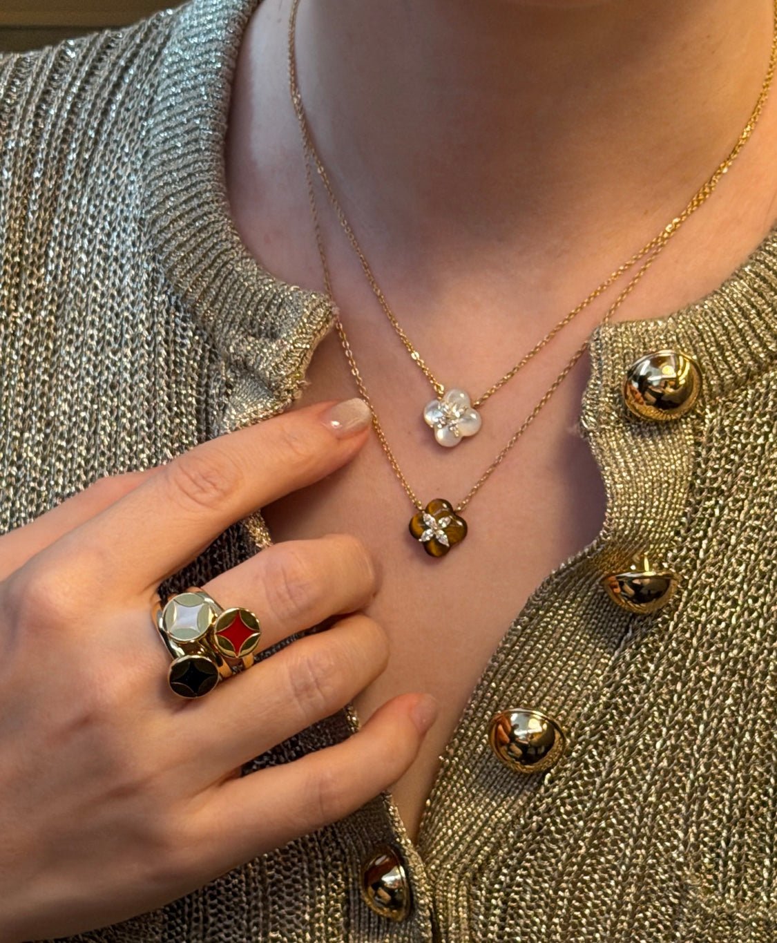 Lucky Clover Natural Stone Necklace - floysun