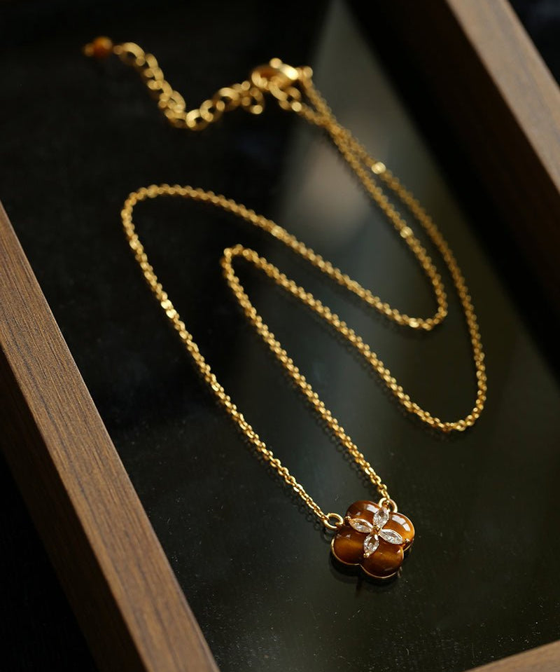 Lucky Clover Natural Stone Necklace - floysun