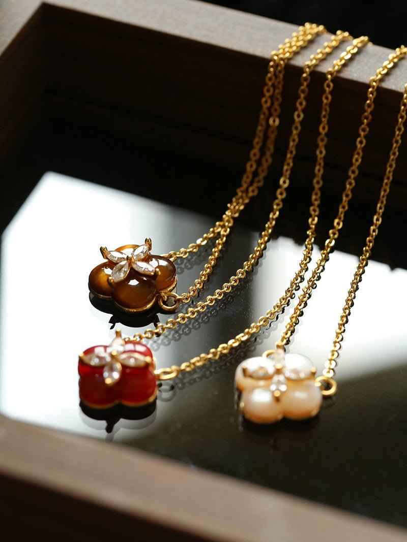 Lucky Clover Natural Stone Necklace - floysun