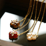 Lucky Clover Natural Stone Necklace - floysun
