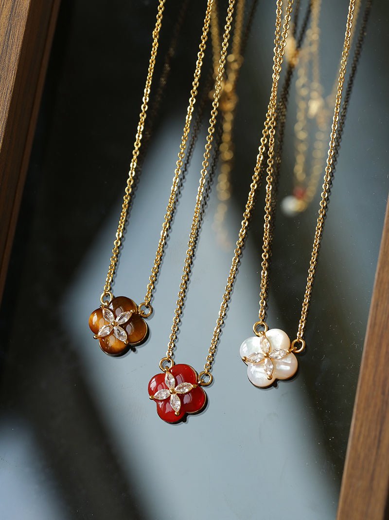 Lucky Clover Natural Stone Necklace - floysun